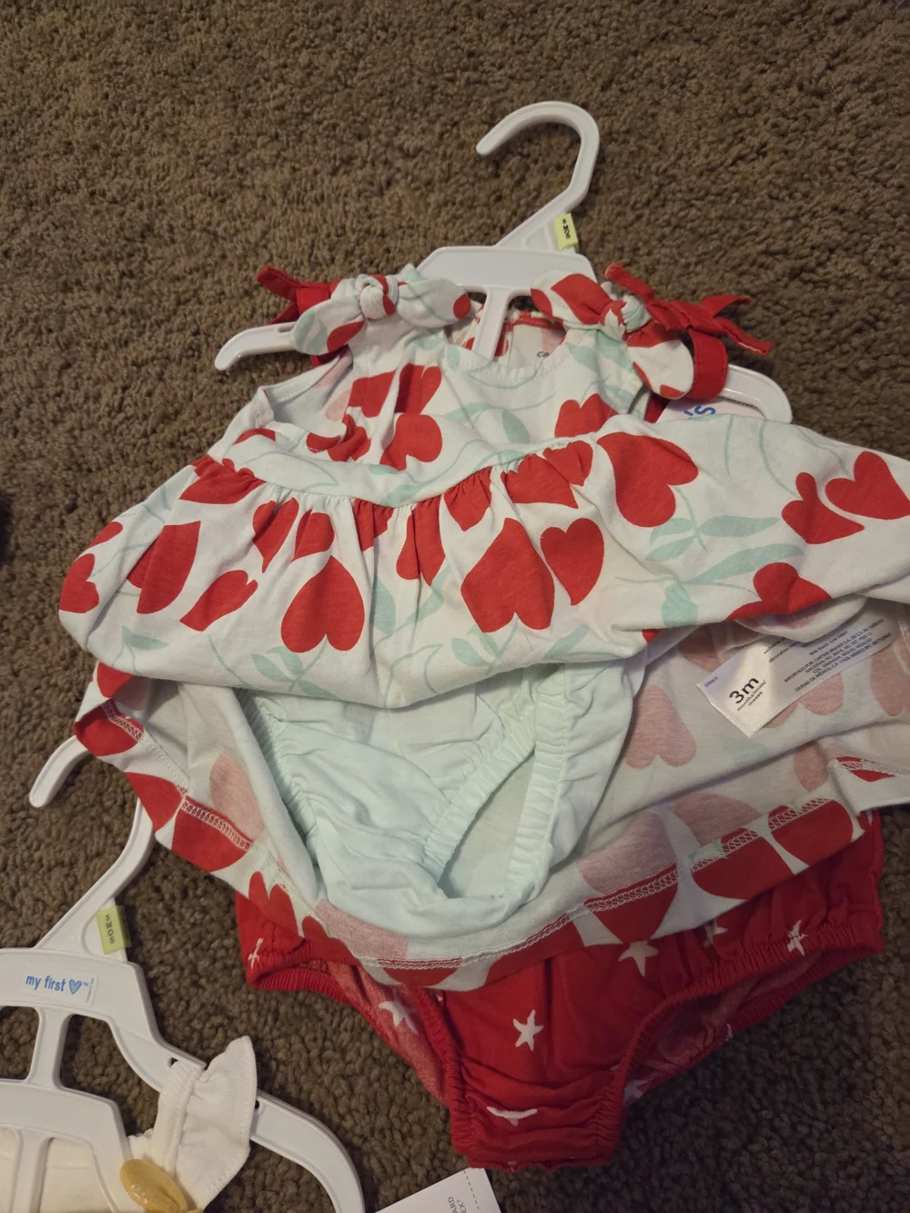 Carter's Red Heart Print Dress with Yellow Gingham & Striped Outfit Mix
